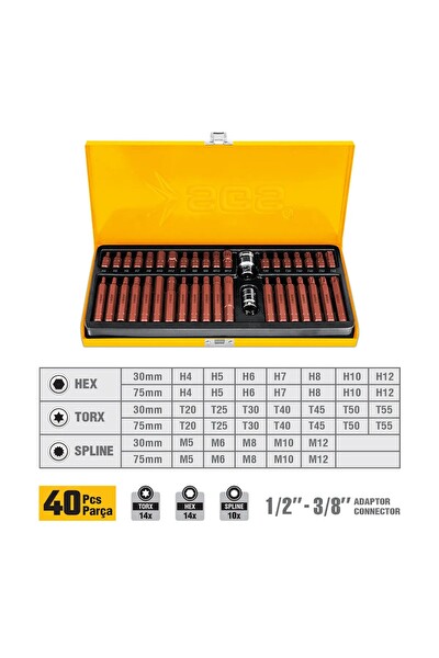 SGS SGS3875 Bits Uç Seti 40 Parça 30-75MM Torx Alyan