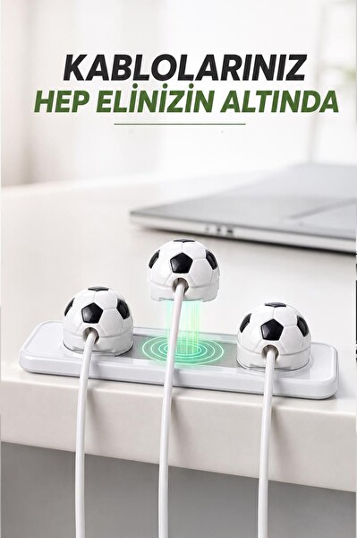 Torima CH01 Futbol Topu Figürlü Manyetik Kablo Düzenleyici Beyaz
