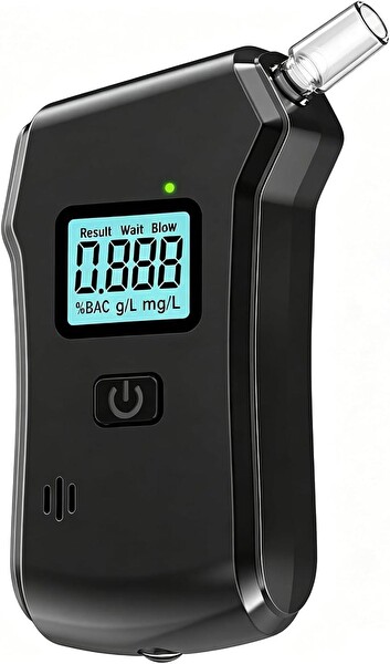 Valkyrie Dijital Alkol Test Cihazı 5 Ağızlıklı LCD Ekranlı LED Işıklı 3 AAA Pilli Taşınabilir Alkolmetre