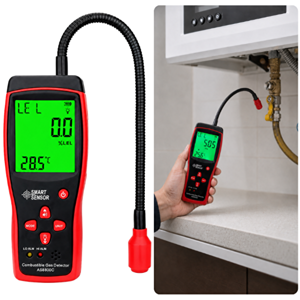 Smart Sensor AS8800C PPM ve LEL Yanıcı Gaz Kaçak Bulucu