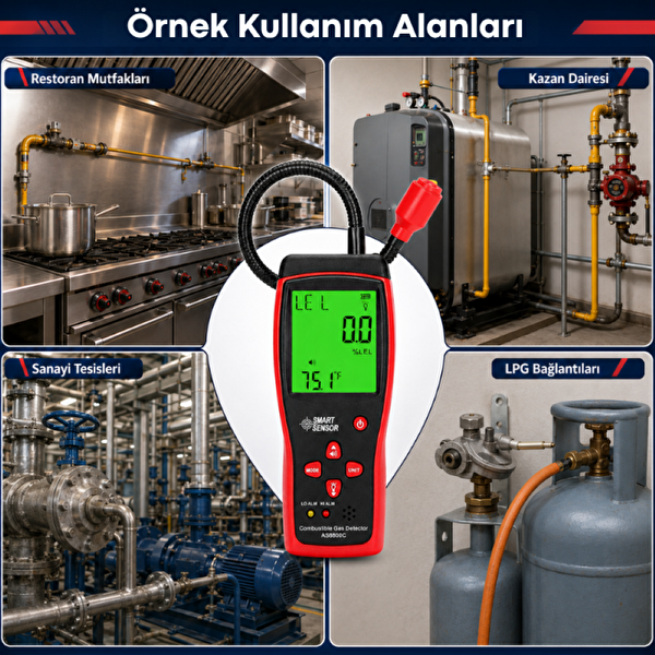 Smart Sensor AS8800C PPM ve LEL Yanıcı Gaz Kaçak Bulucu