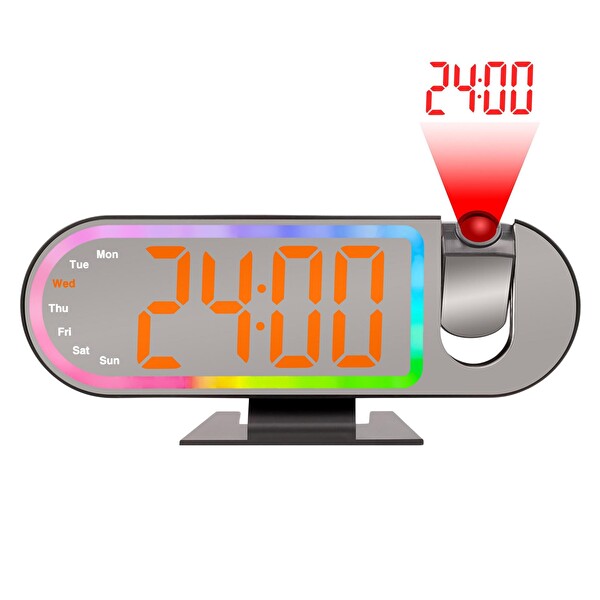 Valkyrie RGB Işıklı Projeksiyonlu Dijital Alarm Saat 17 Modlu LED Ekranlı Çalar Saat