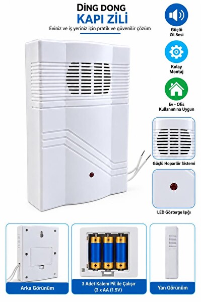 Şahnet Ding Dong Kapı Zili – Pilli Kablolu Elektronik Zil