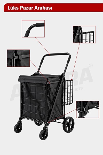 Asvera 80 Litre Katlanabilir Pazar Arabası Büyük Boy Alışveriş Arabası