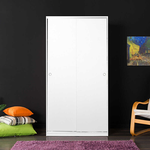 Adore Mobilya 5 Raflı Sürgülü Beyaz Gardırop