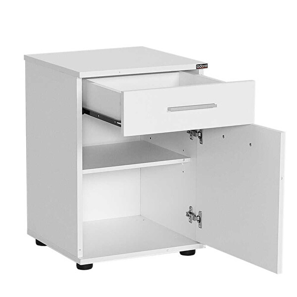 Adore Mobilya Tredline Çekmeceli Kapaklı Beyaz Komodin