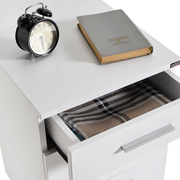 Adore Mobilya Tredline Üç Çekmeceli Beyaz Komodin