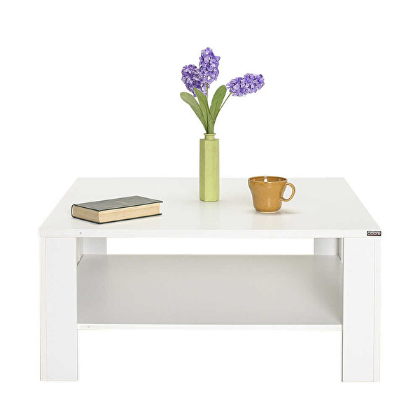 Adore Mobilya New Line Kare Diamond Beyaz Orta Sehpa