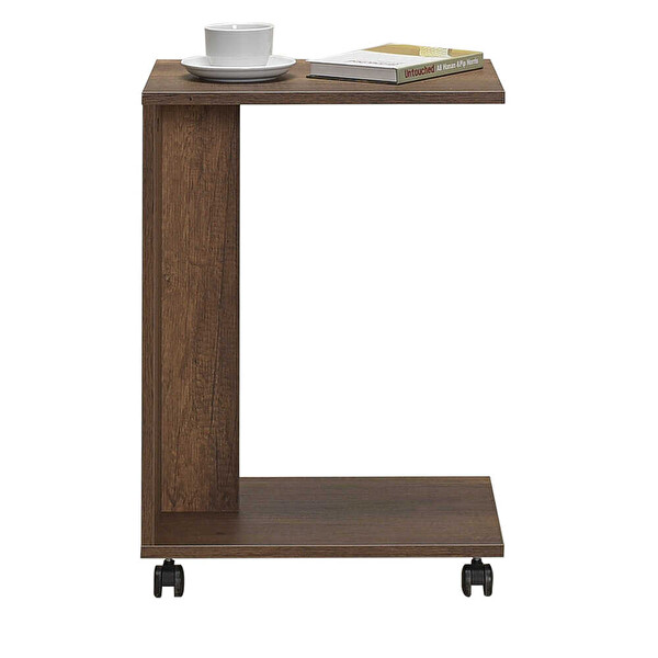 Adore Mobilya Çok Amaçlı Tekerlekli Oslo Ceviz C Koltuk Sehpası