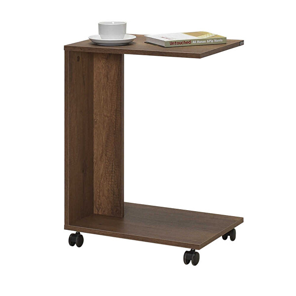 Adore Mobilya Çok Amaçlı Tekerlekli Oslo Ceviz C Koltuk Sehpası