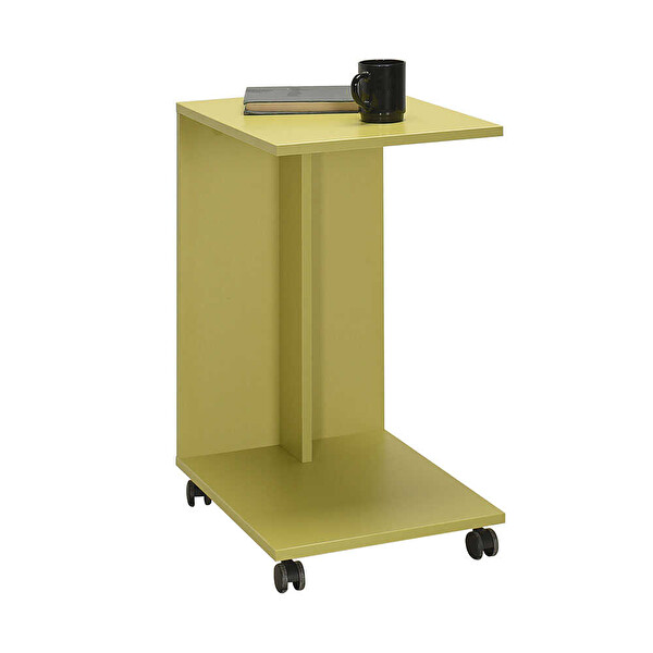 Adore Mobilya Çok Amaçlı Tekerlekli Yeşil C Koltuk Sehpası