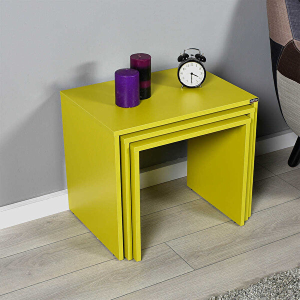 Adore Mobilya Triple Yeşil Zigon Sehpa