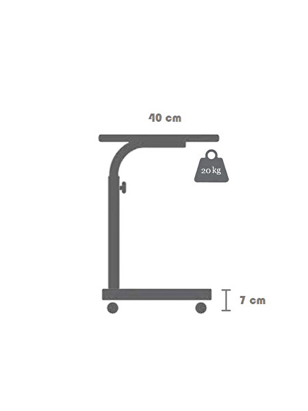 SC Dizayn Yükseklik Ayarlı Tekerli Atlantik Çam Beyaz Laptop Sehpası Ve Çalışma Masası