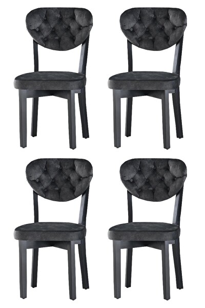 Sweet Home Gala 4 Adet Siyah Ahşap Sandalye