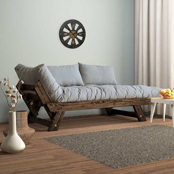 Woodesk Adalar CPT8113-210 Masif Ceviz-Gri Ahşap 2'li Kanepe