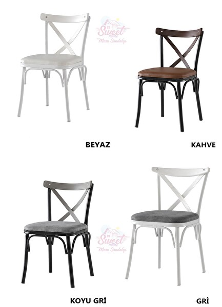 Sweet Home Silvar Açılır Beyaz Masa - 6 Adet Çapraz Plastik Sırt Sandalye Takımı