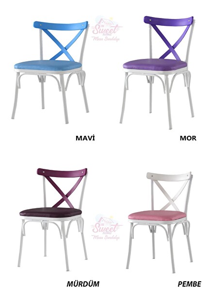 Sweet Home Silvar Açılır Beyaz Masa - 6 Adet Çapraz Plastik Sırt Sandalye Takımı