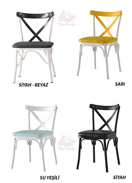Sweet Home Silvar Açılır Beyaz Masa - 6 Adet Çapraz Plastik Sırt Sandalye Takımı