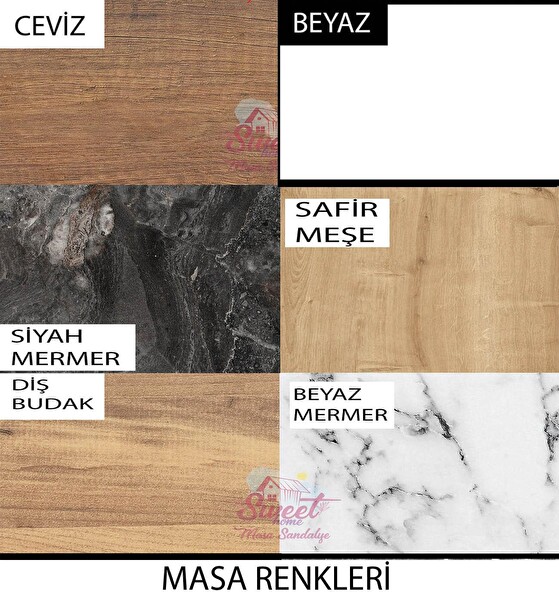 Sweet Home Smart Mercan Safir Meşe Masa - 4 Adet Çapraz Sandalye Takımı