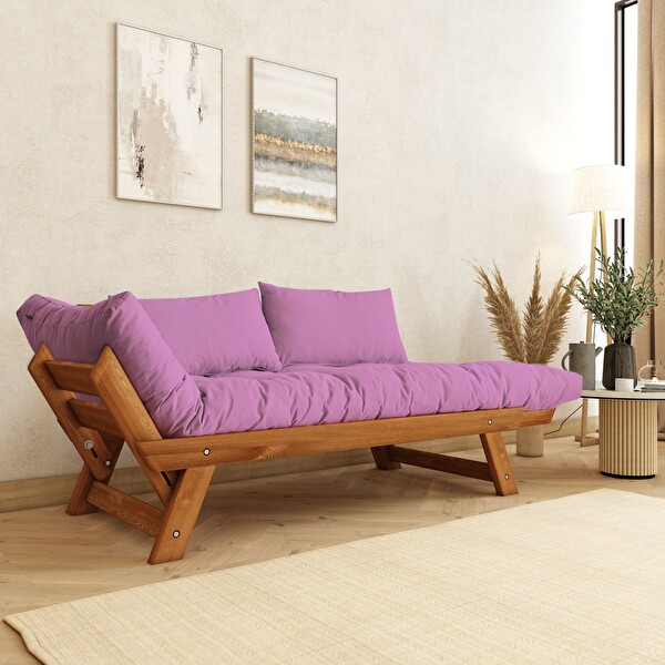 Woodesk Adalar CPT8162-210 Masif Tik Pembe 2'li Kanepe