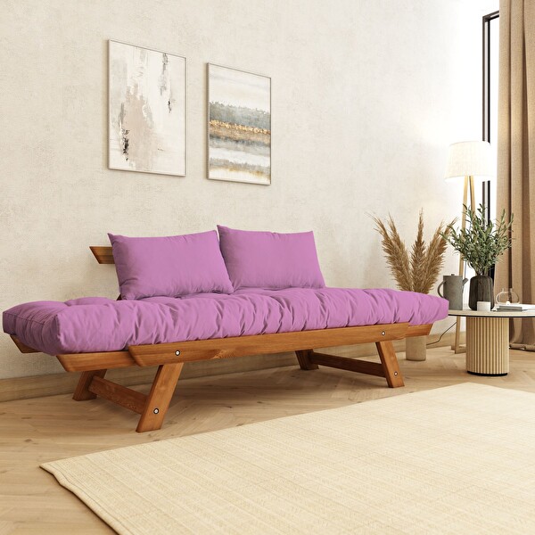 Woodesk Adalar CPT8162-210 Masif Tik Pembe 2'li Kanepe
