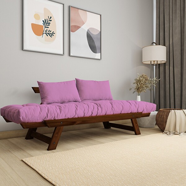Woodesk Adalar CPT8165-210 Masif Ceviz Pembe 2'li Kanepe