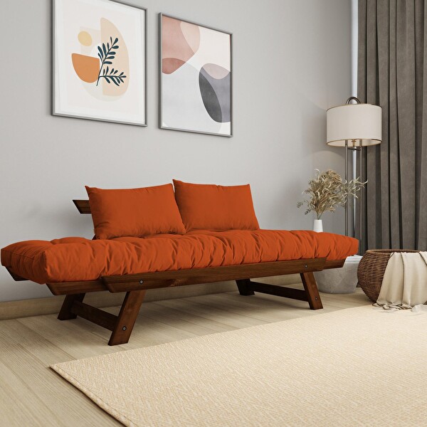 Woodesk Adalar CPT8173-210 Masif Ceviz Turuncu 2'li Kanepe