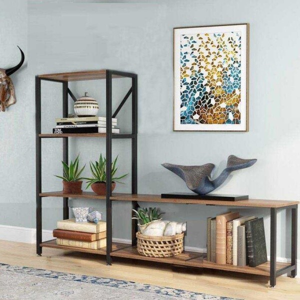 Zizuva Tasarım 110x120 CM Kitaplıklı Ceviz TV Ünitesi