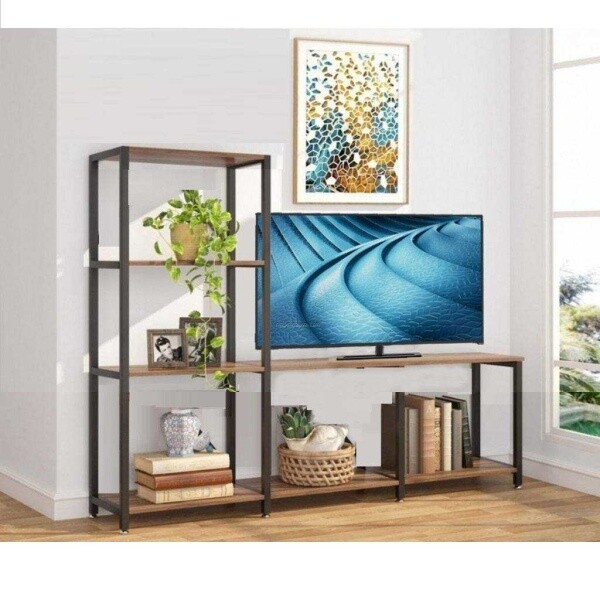 Zizuva Tasarım 110x120 CM Kitaplıklı Ceviz TV Ünitesi
