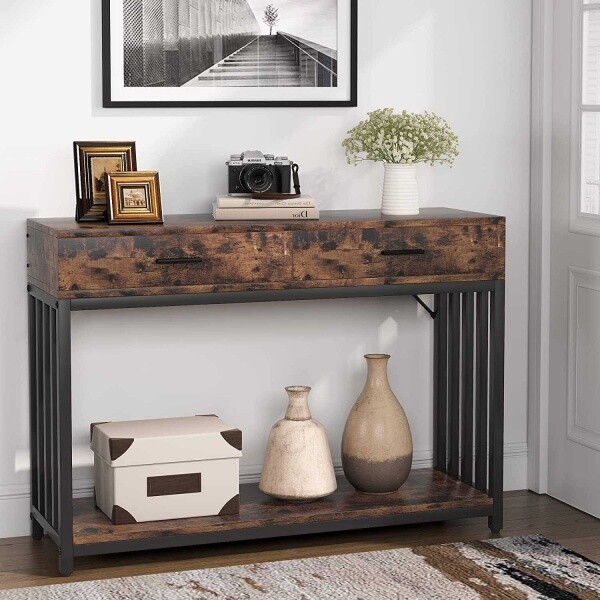 Zizuva Tasarım 80x110 CM Raflı Ceviz Konsol ve Düzenleyici