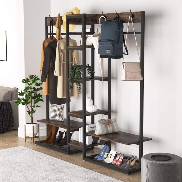 Zizuva Tasarım 180x180x40 CM Ceviz İki Bölmeli Açık Gardırop