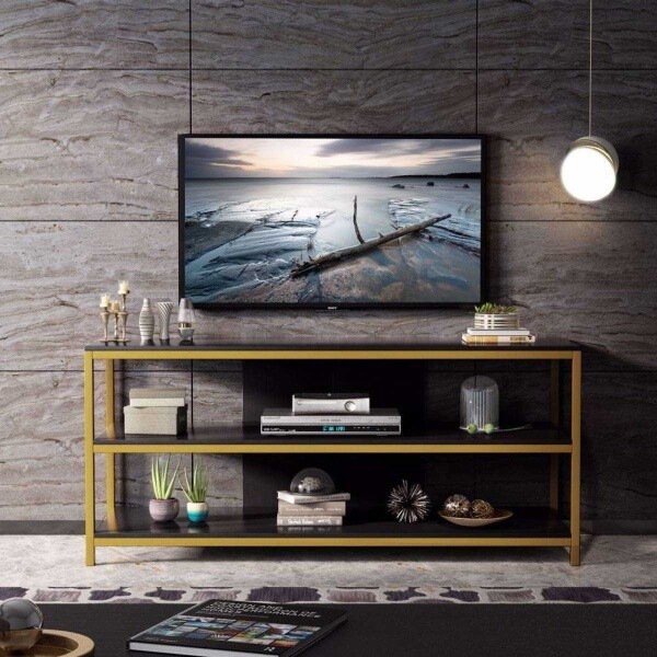 Zizuva Tasarım 80x140x40 CM Gold Ev ve Ofis TV Sehpası