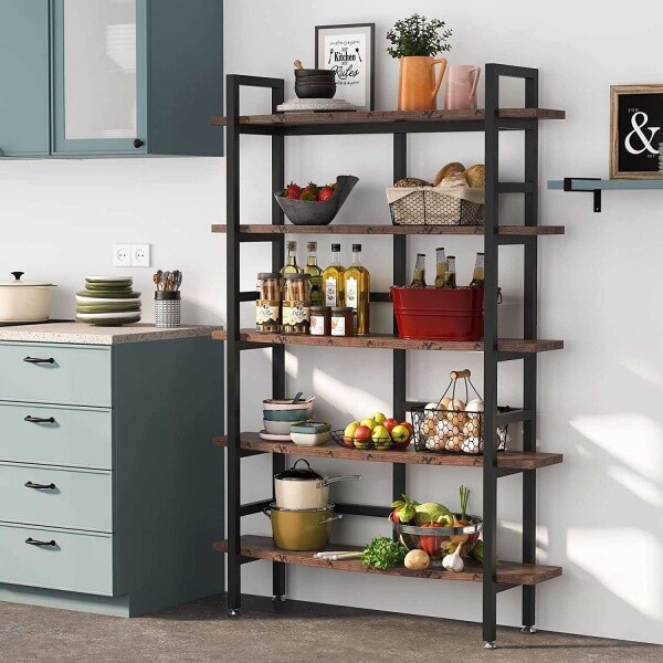 Zizuva Tasarım 105x160x30 CM Ceviz Raflı Ev ve Ofis Kitaplık