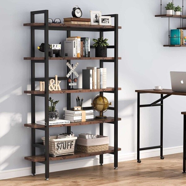 Zizuva Tasarım 105x160x30 CM Ceviz Raflı Ev ve Ofis Kitaplık