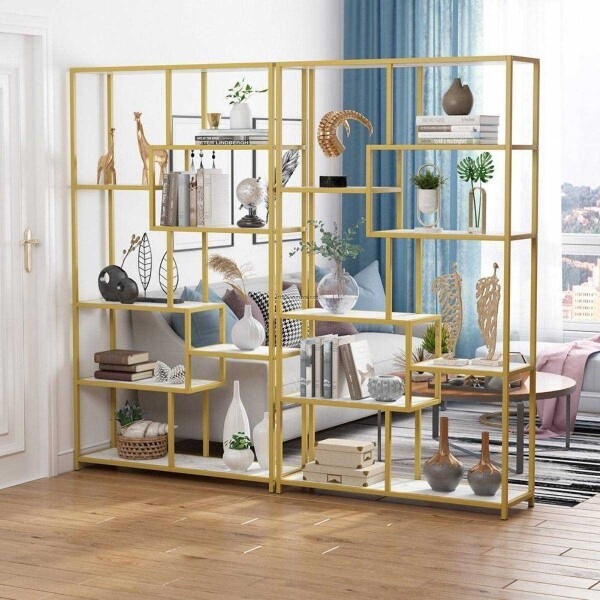 Zizuva Tasarım 100x180x30 CM 7 Raflı Gold Düzenleyici ve Kitaplık