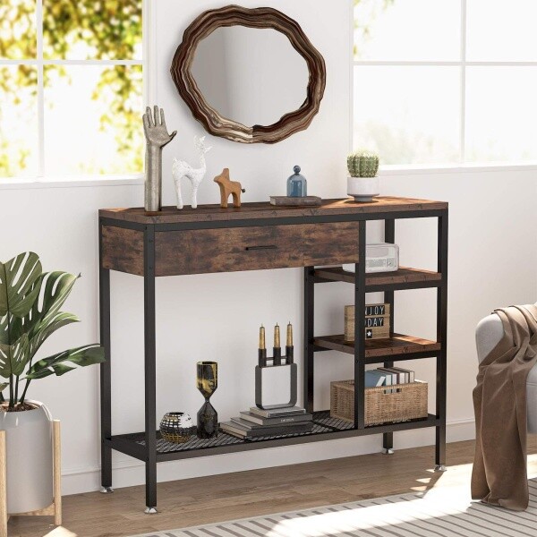 Zizuva Tasarım 90x110x35 CM Ceviz TV Sehpası ve Düzenleyici