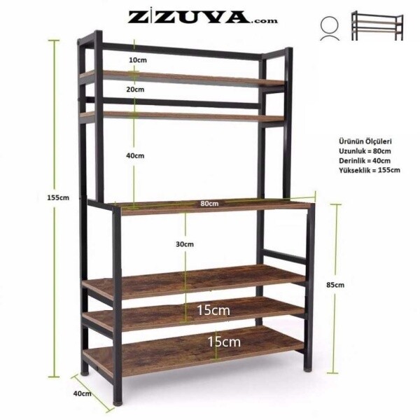 Zizuva Tasarım 80x155x40 CM Mutfak ve Banyo Düzenleyici Dolap