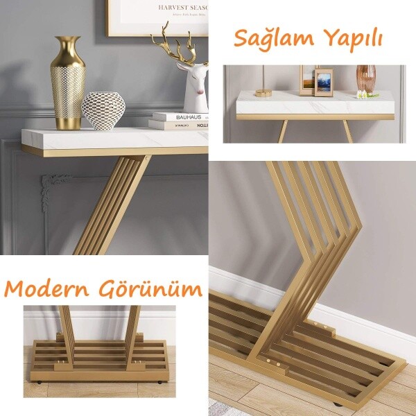 Zizuva Tasarım 90x110x30 CM Gold Konsol