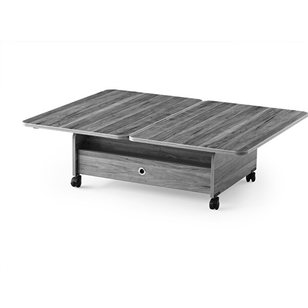 Zerenland Tekerlekli Çift Çekmeceli Beyaz Akıllı Sehpa