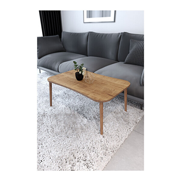 Zuesse Dizayn Esma Ahşap Ayaklı Ceviz Orta Sehpa