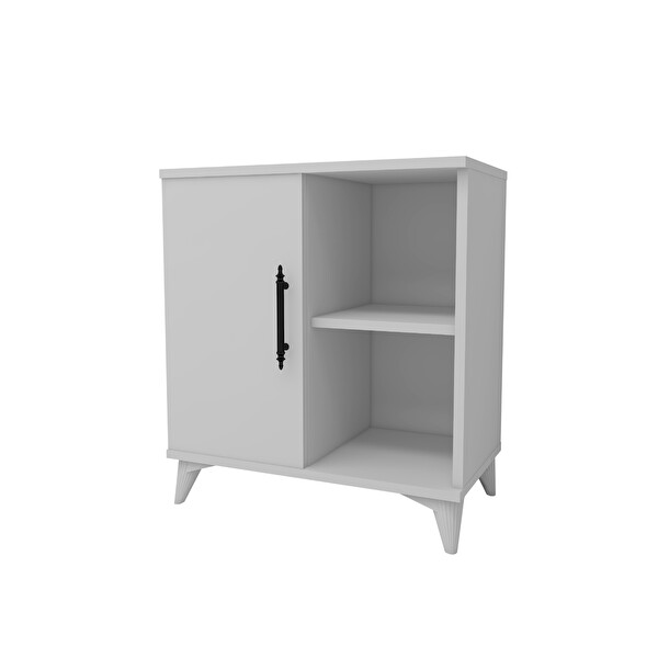 Zuesse Dizayn Vela 3 Bölmeli Kapaklı Beyaz Komodin Yan Sehpa