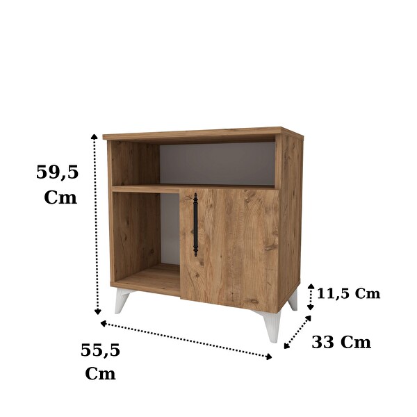 Zuesse Dizayn Melina 3 Bölmeli Kapaklı Atlantik Çam Komodin