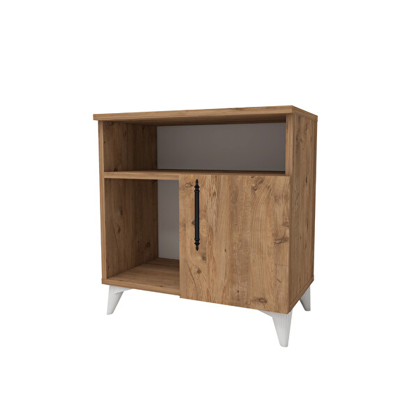 Zuesse Dizayn Melina 3 Bölmeli Kapaklı Atlantik Çam Komodin