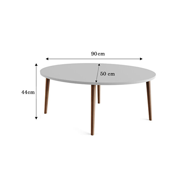 Zuesse Dizayn TOKYO Ahşap Ayaklı Yuvarlak Zigon ve Orta Sehpa 4 Adet