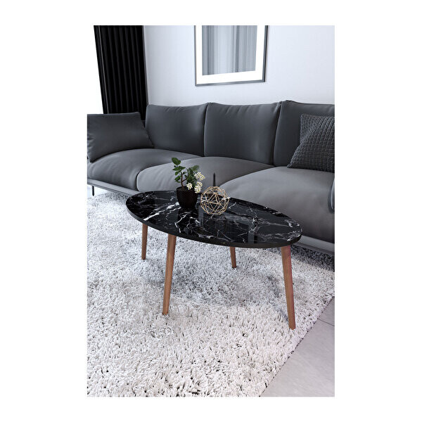 Zuesse Dizayn TOKYO Ahşap Ayaklı Orta Sehpa ve Zigon Sehpa 4 Adet