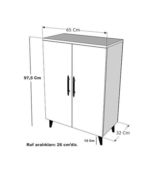 Zuesse Dizayn META 6 Raflı 4 Kapaklı Çam - Antrasit Çok Amaçlı Dolap