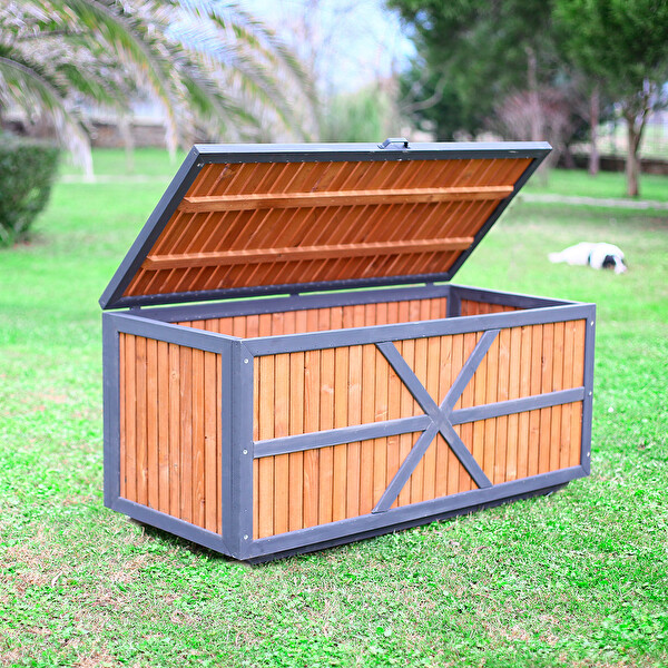 Mandu 56x53x128 CM Ahşap Bahçe Sandığı