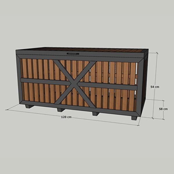 Mandu 56x53x128 CM Ahşap Bahçe Sandığı