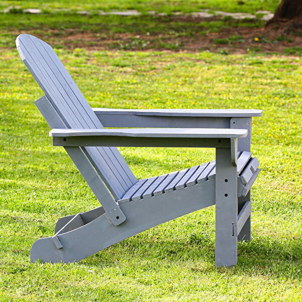 Mandu Adirondack Gri Ahşap Bahçe Sandalyesi