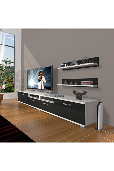 Decoraktiv EKO 220R MDF Beyaz - Siyah TV Sehpası